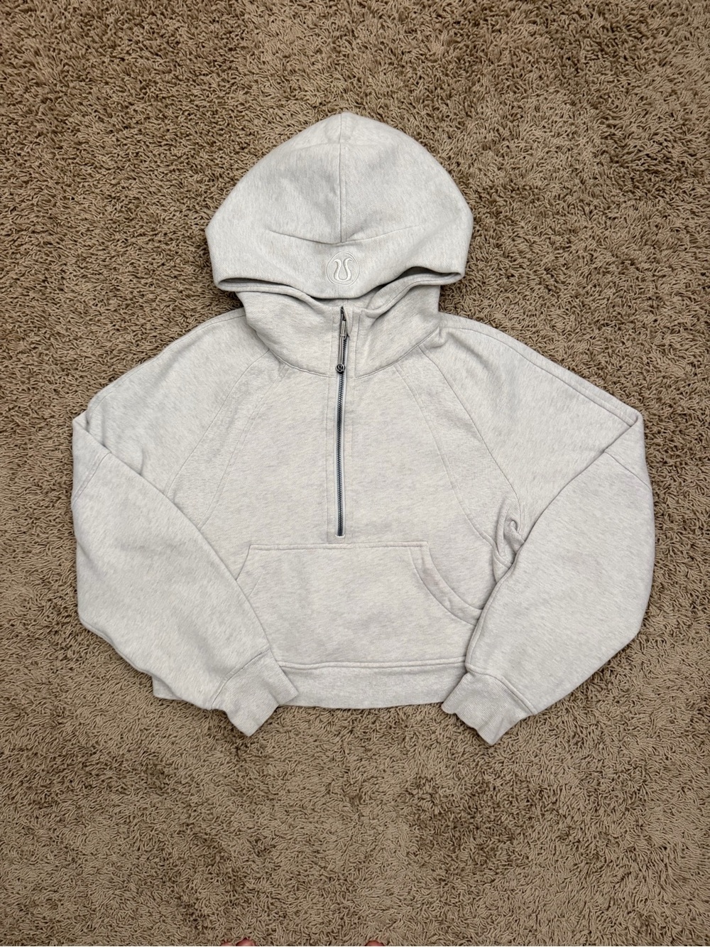 Lululemon Scuba Oversized 1/2 Zip Hoodie Womens XS/S Gray Sweatshirt Crop